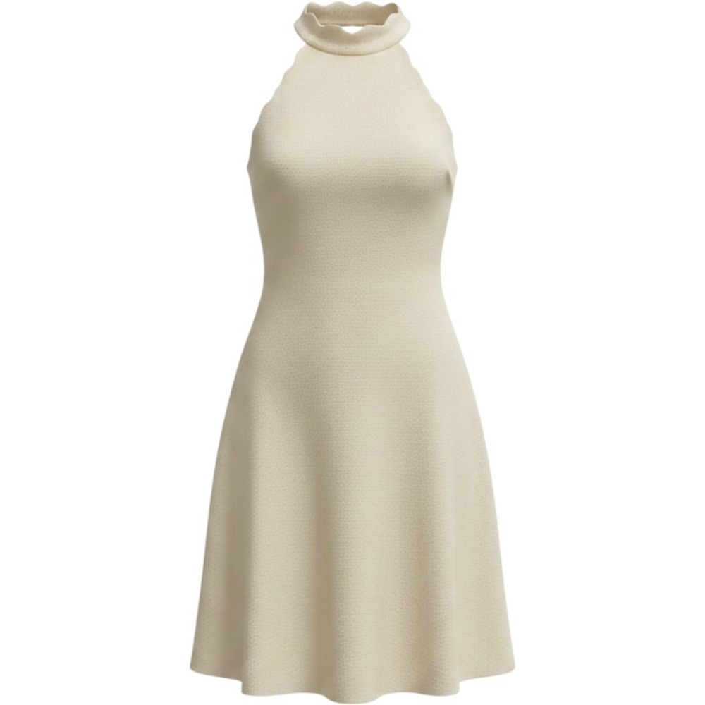 Byer California Vintage Mini Dress Womens XS Cream Wool Blend Mod Mock Neck 60s
